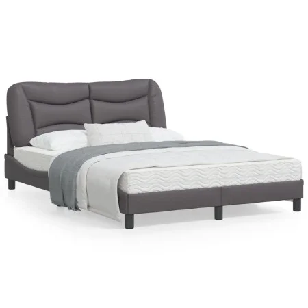 Bed frame with headboard gray synthetic leather 120x200cm by , Beds and slatted bases - Ref: Foro24-3207991, Price: 196,55 €,...