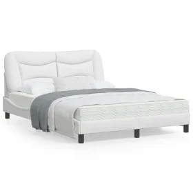 White synthetic leather headboard bed frame 140x200 cm by , Beds and slatted bases - Ref: Foro24-3208003, Price: 231,09 €, Di...