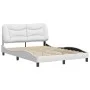 White synthetic leather headboard bed frame 140x200 cm by , Beds and slatted bases - Ref: Foro24-3208003, Price: 231,09 €, Di...