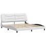 Estructura de cama cabecero cuero sintético blanco 180x200 cm de , Camas y somieres - Ref: Foro24-3208017, Precio: 262,90 €