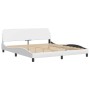 Estructura de cama cabecero cuero sintético blanco 180x200 cm de , Camas y somieres - Ref: Foro24-3208017, Precio: 262,90 €