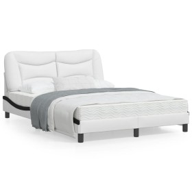 White black synthetic leather headboard bed frame 140x200cm by , Beds and slatted bases - Ref: Foro24-3208008, Price: 233,92 ...