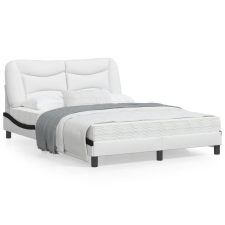 White black synthetic leather headboard bed frame 140x200cm by , Beds and slatted bases - Ref: Foro24-3208008, Price: 233,92 ...