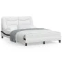 Estructura cama cabecero cuero sintético blanco negro 140x200cm de , Camas y somieres - Ref: Foro24-3208008, Precio: 229,98 €...