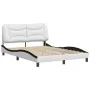Estructura cama cabecero cuero sintético blanco negro 140x200cm de , Camas y somieres - Ref: Foro24-3208008, Precio: 229,98 €...