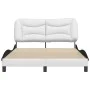 Estructura cama cabecero cuero sintético blanco negro 140x200cm de , Camas y somieres - Ref: Foro24-3208008, Precio: 229,98 €...