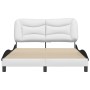 White black synthetic leather headboard bed frame 140x200cm by , Beds and slatted bases - Ref: Foro24-3208008, Price: 233,92 ...