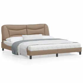 Cappuccino synthetic leather headboard bed frame 180x200cm by , Beds and slatted bases - Ref: Foro24-3208020, Price: 240,89 €...