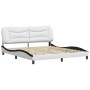 Bed frame with black and white synthetic leather headboard by , Beds and slatted bases - Ref: Foro24-3208022, Price: 265,78 €...