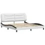 Bed frame with black and white synthetic leather headboard by , Beds and slatted bases - Ref: Foro24-3208022, Price: 261,72 €...