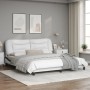 Bed frame with black and white synthetic leather headboard by , Beds and slatted bases - Ref: Foro24-3208022, Price: 265,78 €...