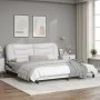 Bed frame with black and white synthetic leather headboard by , Beds and slatted bases - Ref: Foro24-3208022, Price: 261,72 €...