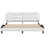 Bed frame with black and white synthetic leather headboard by , Beds and slatted bases - Ref: Foro24-3208022, Price: 265,78 €...