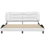 Bed frame with black and white synthetic leather headboard by , Beds and slatted bases - Ref: Foro24-3208022, Price: 261,72 €...