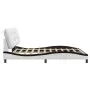 Bed frame with black and white synthetic leather headboard by , Beds and slatted bases - Ref: Foro24-3208022, Price: 261,72 €...