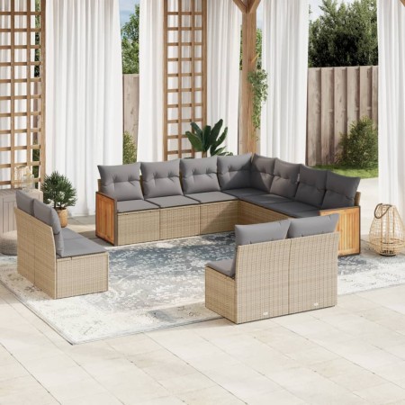 11-teiliges Gartensofa-Set mit beigen synthetischen Rattankissen von , Gartensets - Ref: Foro24-3227767, Preis: 619,73 €, Rab...