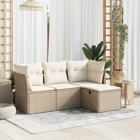 Garden sofa set with cushions 4 pieces beige synthetic rattan by , Garden sets - Ref: Foro24-3263114, Price: 279,13 €, Discou...