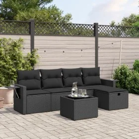 6-piece garden sofa set and black synthetic rattan cushions by , Garden sets - Ref: Foro24-3263781, Price: 375,61 €, Discount: %