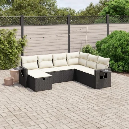 7-piece garden dining set and black synthetic rattan cushions by , Garden sets - Ref: Foro24-3263832, Price: 418,65 €, Discou...