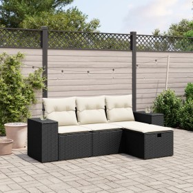 4-piece garden sofa set with black synthetic rattan cushions by , Garden sets - Ref: Foro24-3264372, Price: 246,28 €, Discoun...