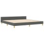 Estructura de cama con cabecera Gris oscuro 200 x 200 cm tela