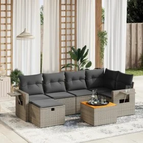 7-piece garden sofa set with gray PE rattan cushions by , Garden sets - Ref: Foro24-3264952, Price: 412,76 €, Discount: %