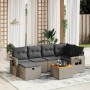 7-piece garden sofa set with gray PE rattan cushions by , Garden sets - Ref: Foro24-3264952, Price: 407,48 €, Discount: %