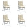 Cojines para silla con respaldo bajo 4 uds tela Oxford crema