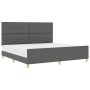 Estructura de cama con cabecera Gris oscuro 200 x 200 cm tela