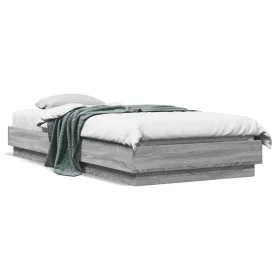 Bettgestell mit LED-Leuchten Sonomagrau 100x200 cm von , Betten und Lattenroste - Ref: Foro24-839509, Preis: 105,11 €, Rabatt: %