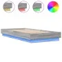 Bed frame with LED lights Sonoma gray 100x200 cm by , Beds and slatted bases - Ref: Foro24-839509, Price: 105,11 €, Discount: %
