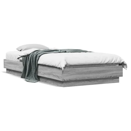 Bed frame with LED lights Sonoma gray 90x200 cm by , Beds and slatted bases - Ref: Foro24-839516, Price: 106,04 €, Discount: %