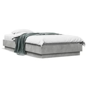 Concrete gray bed frame with LED lights 75x190 cm by , Beds and slatted bases - Ref: Foro24-839549, Price: 96,99 €, Discount: %