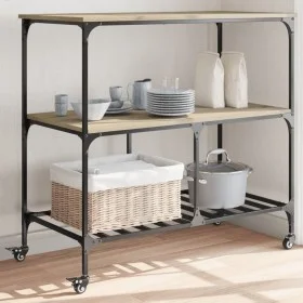 Küchenwagen aus Sonoma-Eichenholzwerkstoff, 100 x 50 x 95 cm von , Küchen- und Speisewagen - Ref: Foro24-842307, Preis: 96,45...