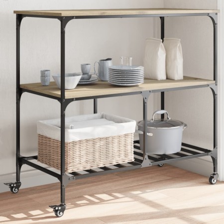 Küchenwagen aus Sonoma-Eichenholzwerkstoff, 100 x 50 x 95 cm von , Küchen- und Speisewagen - Ref: Foro24-842307, Preis: 97,80...