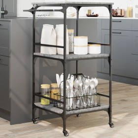 Carrito de cocina madera ingeniería gris Sonoma 60,5x50x105 cm