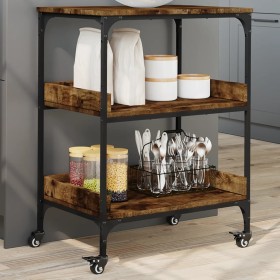 Smoked oak engineered wood kitchen cart 60x41x80.5 cm by , Kitchen and dining carts - Ref: Foro24-842403, Price: 58,12 €, Dis...