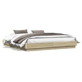 Bed frame with LED lights Sonoma oak 180x200 cm by , Beds and slatted bases - Ref: Foro24-3209774, Price: 152,17 €, Discount: %