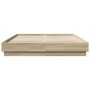 Bed frame with LED lights Sonoma oak 160x200 cm by , Beds and slatted bases - Ref: Foro24-3209781, Price: 150,21 €, Discount: %