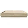Bed frame with LED lights Sonoma oak 160x200 cm by , Beds and slatted bases - Ref: Foro24-3209781, Price: 148,82 €, Discount: %