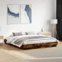 Bed frame with LED lights smoked oak 180x200 cm by , Beds and slatted bases - Ref: Foro24-3209776, Price: 185,38 €, Discount: %