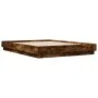 Bed frame with LED lights smoked oak 140x200 cm by , Beds and slatted bases - Ref: Foro24-3209797, Price: 174,17 €, Discount: %