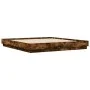 Estructura de cama con luces LED roble ahumado 200x200 cm de , Camas y somieres - Ref: Foro24-3209769, Precio: 155,90 €, Desc...