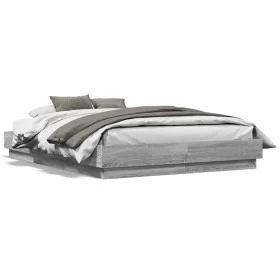Bed frame with LED lights Sonoma gray 120x190 cm by , Beds and slatted bases - Ref: Foro24-3209826, Price: 131,47 €, Discount: %