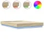 Estructura de cama con luces LED roble Sonoma 140x200 cm de , Camas y somieres - Ref: Foro24-3209795, Precio: 141,28 €, Descu...