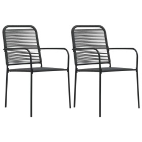 Gartenstühle, 2 Stück, aus Baumwollseil und schwarzem Stahl von vidaXL, Gartenstühle - Ref: Foro24-48568, Preis: 91,71 €, Rab...