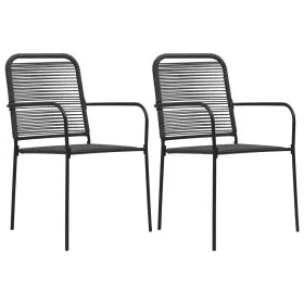 Sillas de jardín 2 unidades cuerda de algodón y acero negro by vidaXL, Garden chairs - Ref: Foro24-48568, Price: 90,81 €, Dis...