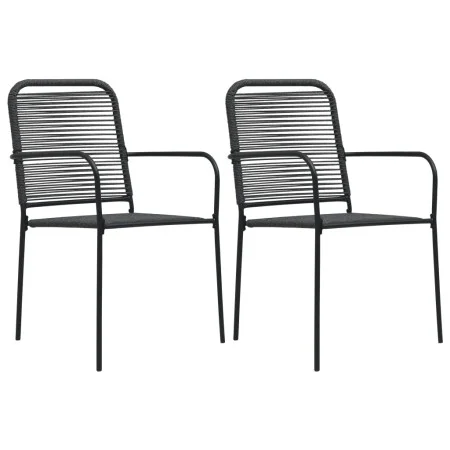 Sillas de jardín 2 unidades cuerda de algodón y acero negro by vidaXL, Garden chairs - Ref: Foro24-48568, Price: 90,81 €, Dis...