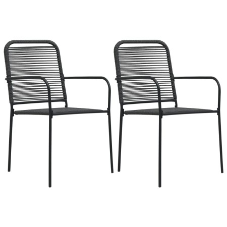 Sillas de jardín 2 unidades cuerda de algodón y acero negro by vidaXL, Garden chairs - Ref: Foro24-48568, Price: 91,71 €, Dis...