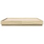 Estructura de cama madera de ingeniería roble Sonoma 200x200 cm de , Camas y somieres - Ref: Foro24-3209830, Precio: 137,87 €...